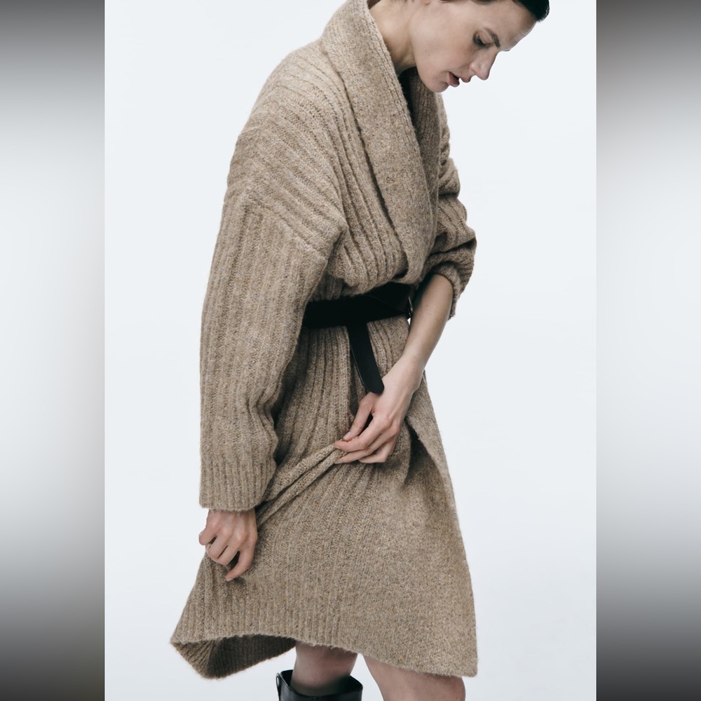 ZARA RIB KNIT COAT/ CARDIGAN - Picture 3 of 11